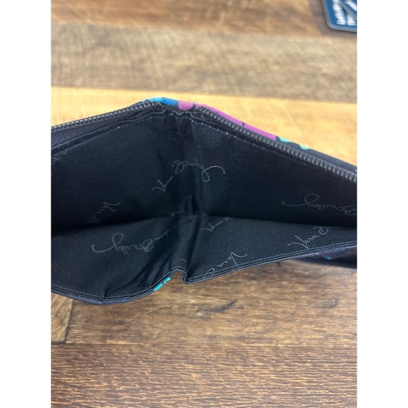 Vera Bradley Small Zip Around Wallet Black Floral Quilted Cotton ID Window - Picture 6 of 6